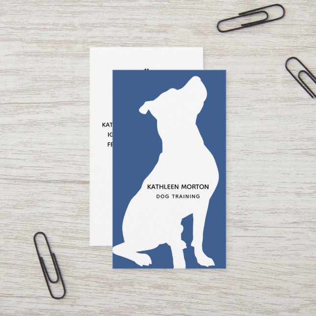 Carte De Visite Entraîneur de chiens silhouette moderne (Devant/Arrière en situation)