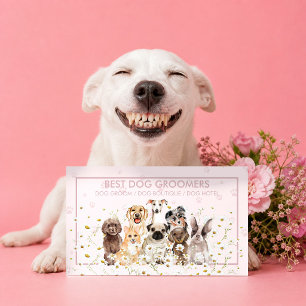 Carte De Visite Entraîneur de chiot rose Leçons pour nouveau chien