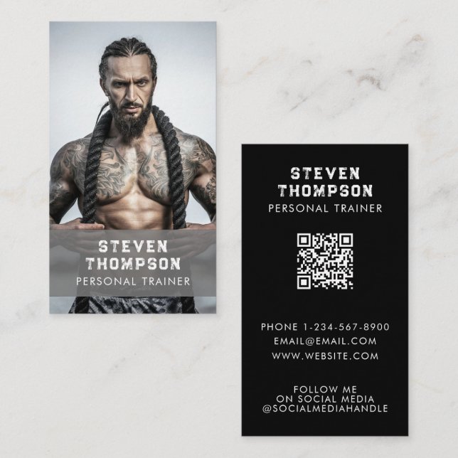 Carte De Visite Entraîneur de conditionnement physique professionn (Devant / Derrière)
