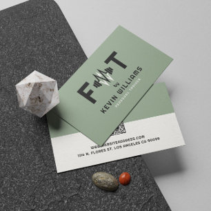 Carte De Visite Entraîneur de conditionnement physique Sage Green,