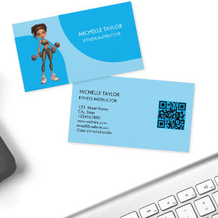Carte De Visite Entraîneur de fitness de dessin animé moderne mign