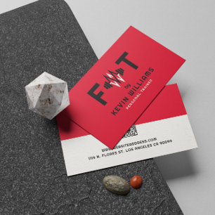 Carte De Visite Entraîneur de fitness rouge, noir et blanc