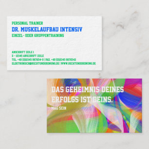 Carte De Visite Entraîneur de fitness tendance gras Bleu Vert