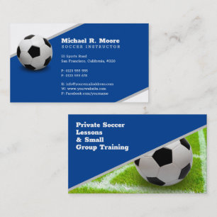 Carte De Visite Entraîneur de football   Cadeaux de sport bleu pr