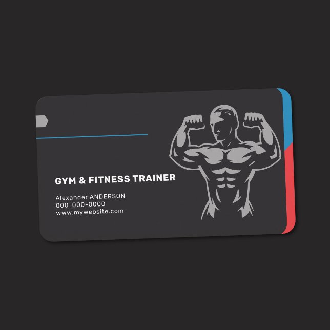 Carte De Visite Entraîneur de gym et de fitness (Gym & Fitness Trainer Business Card)