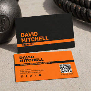 Carte De Visite Entraîneur de gym minimaliste orange moderne