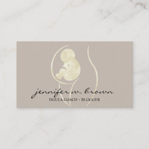 Carte De Visite Entraîneur de naissance Doula Enceinte Gold Baby N