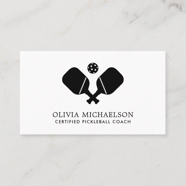 Carte De Visite Entraîneur de Pickleball Pro Simple Moderne (Devant)