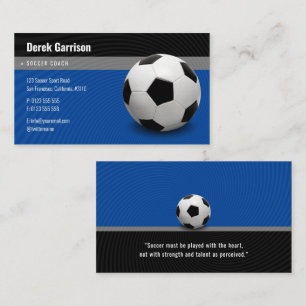 Carte De Visite Entraîneur de soccer bleu profond   Instructeur s
