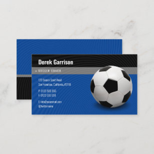 Carte De Visite Entraîneur de soccer bleu profond   Instructeur sp