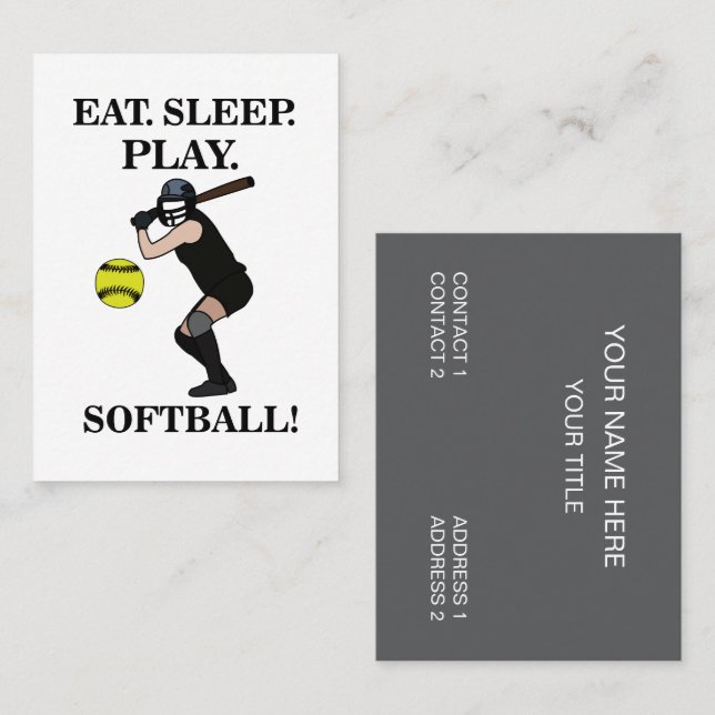 Carte De Visite Entraîneur de softball (Devant / Derrière)