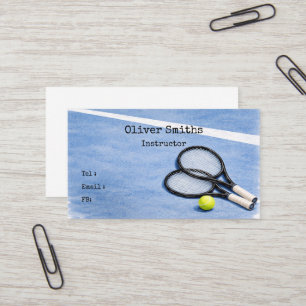 Carte De Visite Entraîneur de tennis avec balle de tennis sur fond