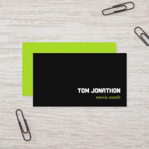 Carte De Visite Entraîneur de tennis noir minimaliste fluorescent