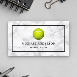 Carte De Visite Entraîneur de Tennis Professionnel White Marble Sp