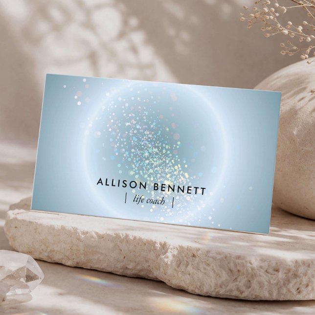 Carte De Visite Entraîneur de vie Celestial Glow Minimal Dusty Blu (Créateur téléchargé)