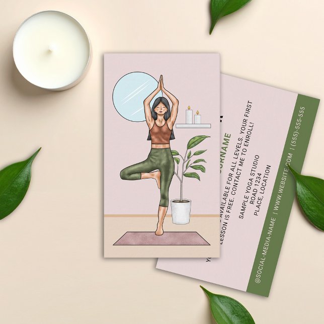 Carte De Visite Entraîneur de Yoga Arbre Pose Balance (Créateur téléchargé)