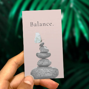 Carte De Visite Entraîneur de yoga Coach Wellness Balance Pebble