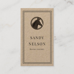 Carte De Visite Entraîneur d'étiquette d'équitation rustique kraft