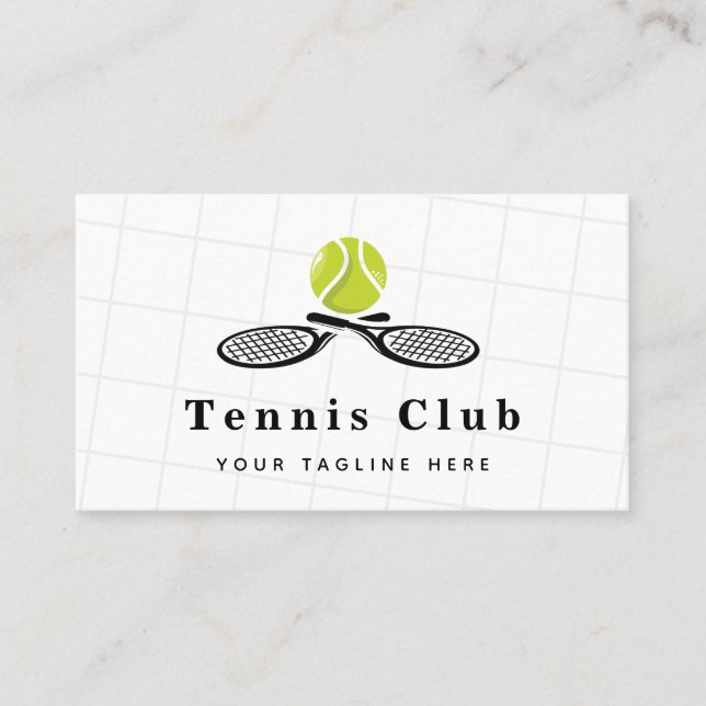 Carte De Visite Entraîneur élégant et élégant du club de tennis pr (Devant)