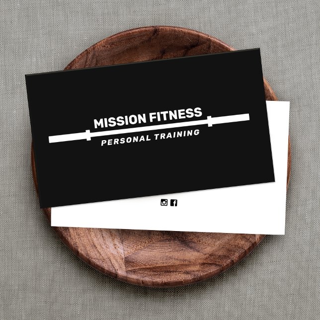 Carte De Visite Entraîneur personnel Black Barbell Fitness (Créateur téléchargé)