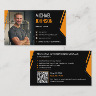 Carte De Visite Entraîneur Personnel Code QR Photo Moderne 