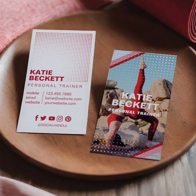 Carte De Visite Entraîneur Personnel de Fitness Moderne Rétro Tend (Modern Personal Trainer Fitness Photo Business Card)