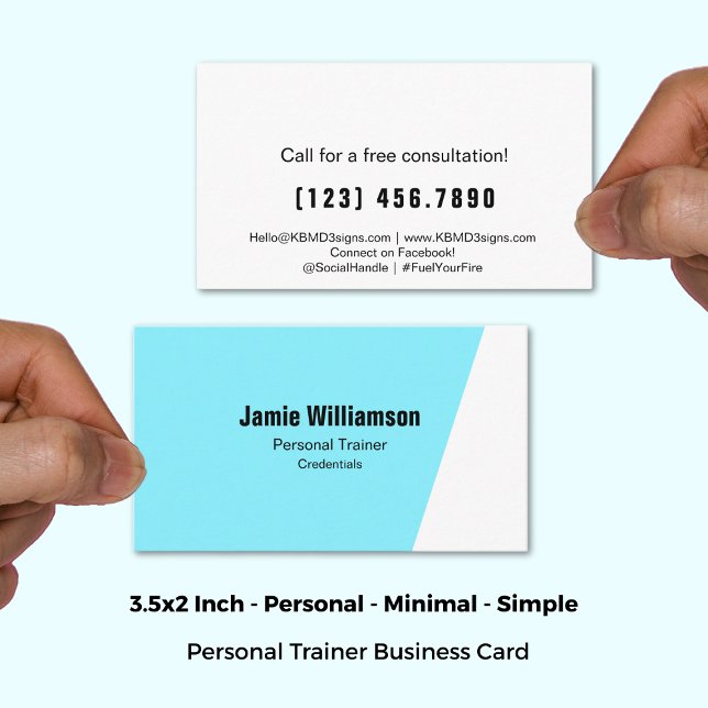 Carte De Visite Entraîneur personnel Energetic Electric Blue (3.5x2 Inch, Energetic Electric Blue Personal Trainer Business Card)