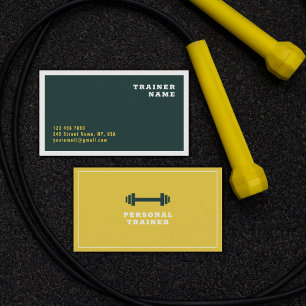 Carte De Visite Entraîneur personnel minimaliste vert jaune