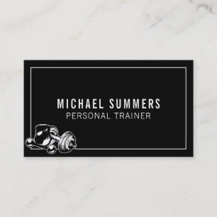 Carte De Visite Entraîneur personnel noir - Poids de l'entraîneur 