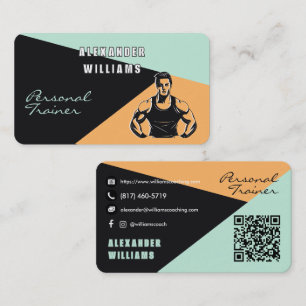 Carte De Visite Entraîneur Personnel Tendance Abricot Aeroblue QRc
