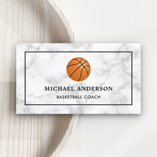 Carte De Visite Entraîneur Professionnel de Basket-ball White Marb