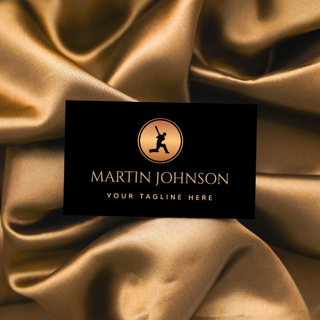 Carte De Visite Entraîneur professionnel de cricket Gold & Black L (Créateur téléchargé)