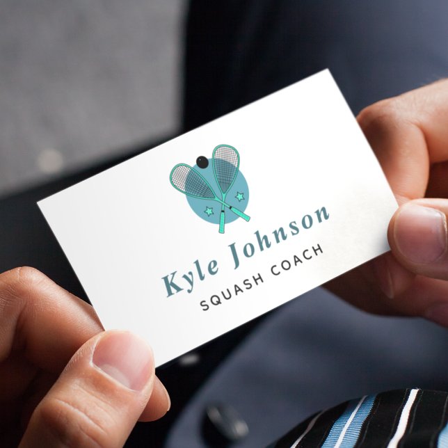 Carte De Visite Entraîneur sportif de squash Racquetball Enseignan (Créateur téléchargé)
