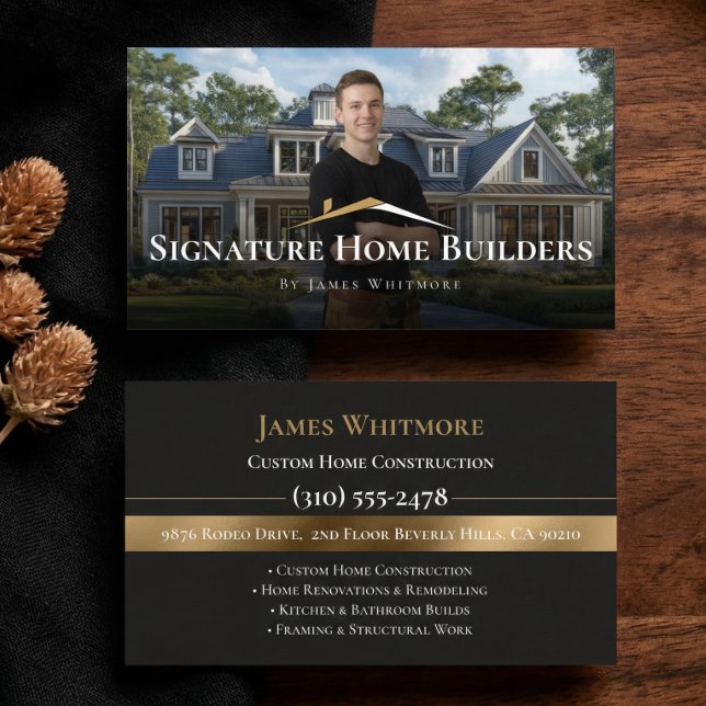 Carte De Visite Entrepreneur Constructeur de Maisons Professionnel (Professional Home Builder Contractor Photo Qr Code Business Card)