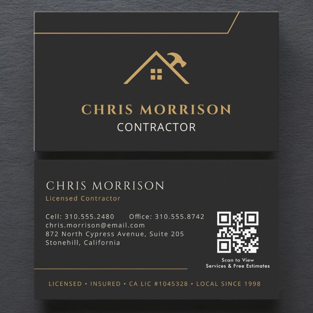 Carte de visite entrepreneur construction code QR  (Créateur téléchargé)