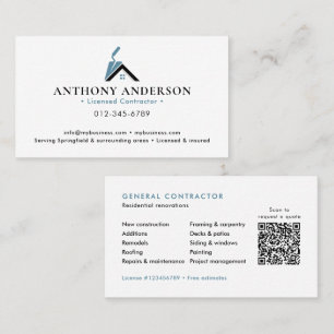 Carte De Visite Entrepreneur/Construction Code QR Moderne