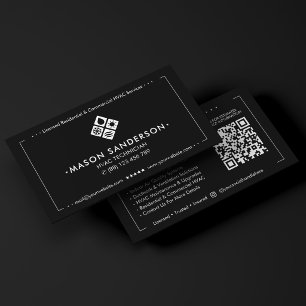 Carte De Visite Entrepreneur CVC Noir Blanc Spécialiste Chauffage
