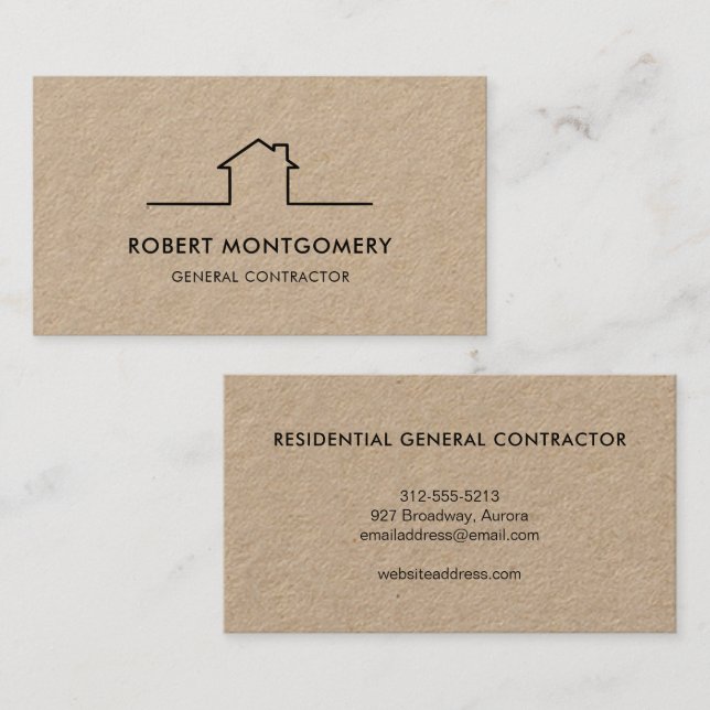 Carte De Visite Entrepreneur de construction (Devant / Derrière)