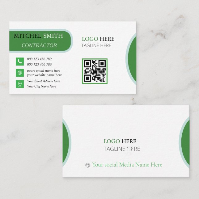 Carte De Visite Entrepreneur de construction (Devant / Derrière)