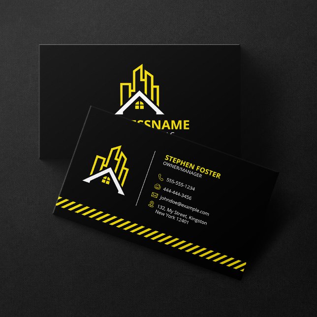 Carte De Visite Entrepreneur de Construction Bâtisseur Rénovation  (Créateur téléchargé)