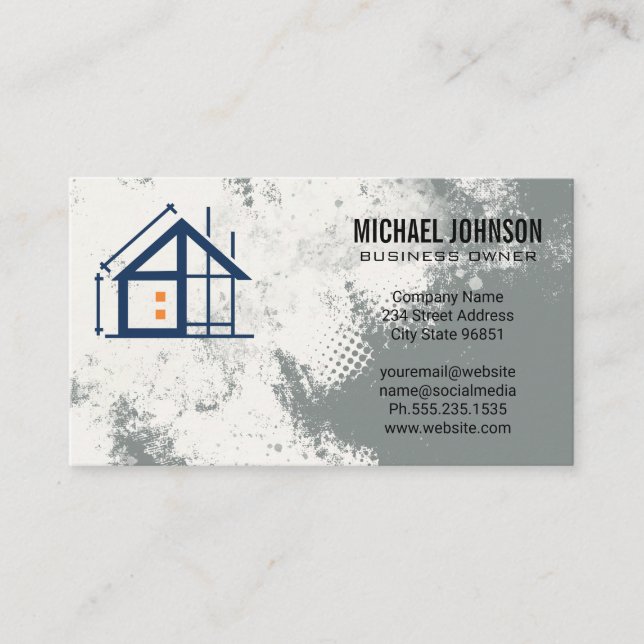 Carte De Visite Entrepreneur de construction | Col bleu (Devant)