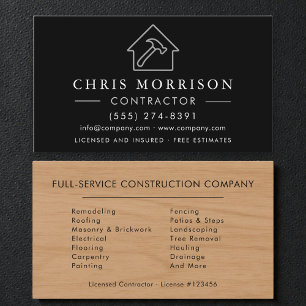 Carte De Visite Entrepreneur de construction d'accent en bois mode