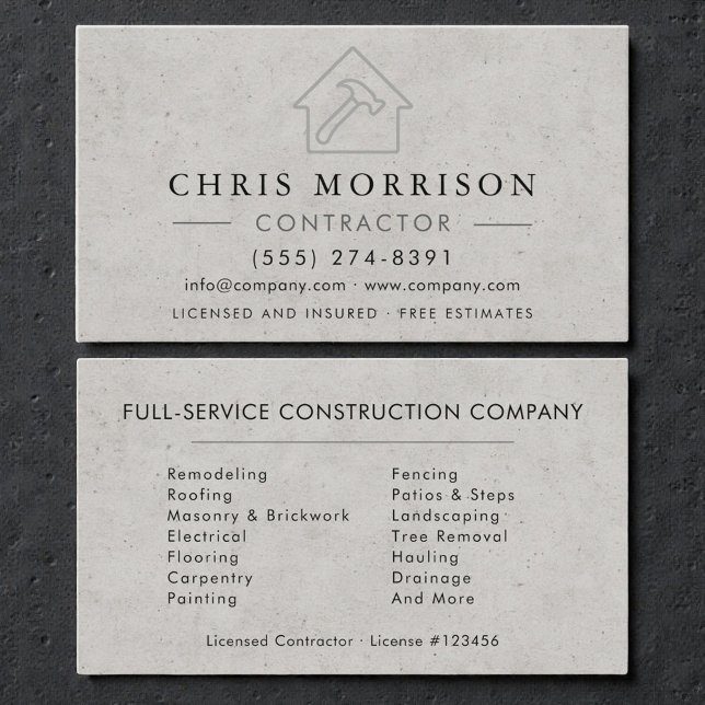 Carte De Visite Entrepreneur de construction de bâtiments en béton (Créateur téléchargé)
