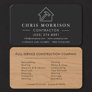 Carte De Visite Entrepreneur de construction de bâtiments en bois