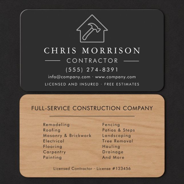 Carte De Visite Entrepreneur de construction de bâtiments en bois (Créateur téléchargé)