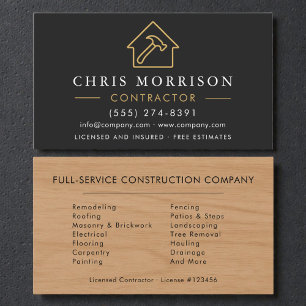 Carte De Visite Entrepreneur de construction de bâtiments en bois 