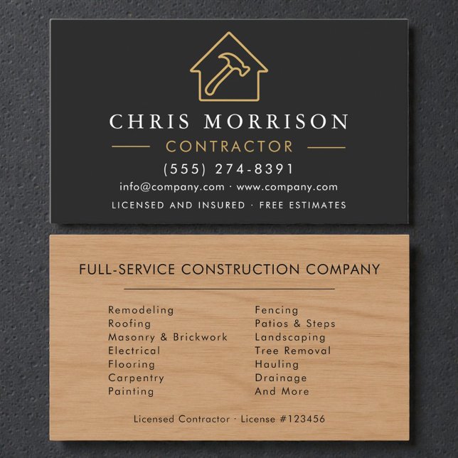 Carte De Visite Entrepreneur de construction de bâtiments en bois  (Créateur téléchargé)