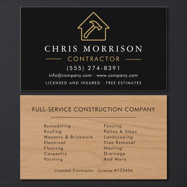 Carte De Visite Entrepreneur de construction de bâtiments en bois (Créateur téléchargé)