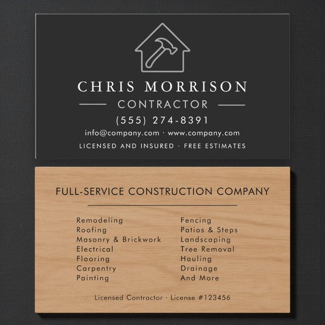 Carte De Visite Entrepreneur de construction de bâtiments en bois  (Créateur téléchargé)
