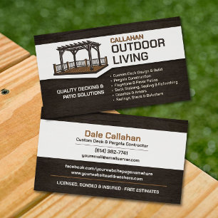 Carte De Visite Entrepreneur de construction de terrasses et patio